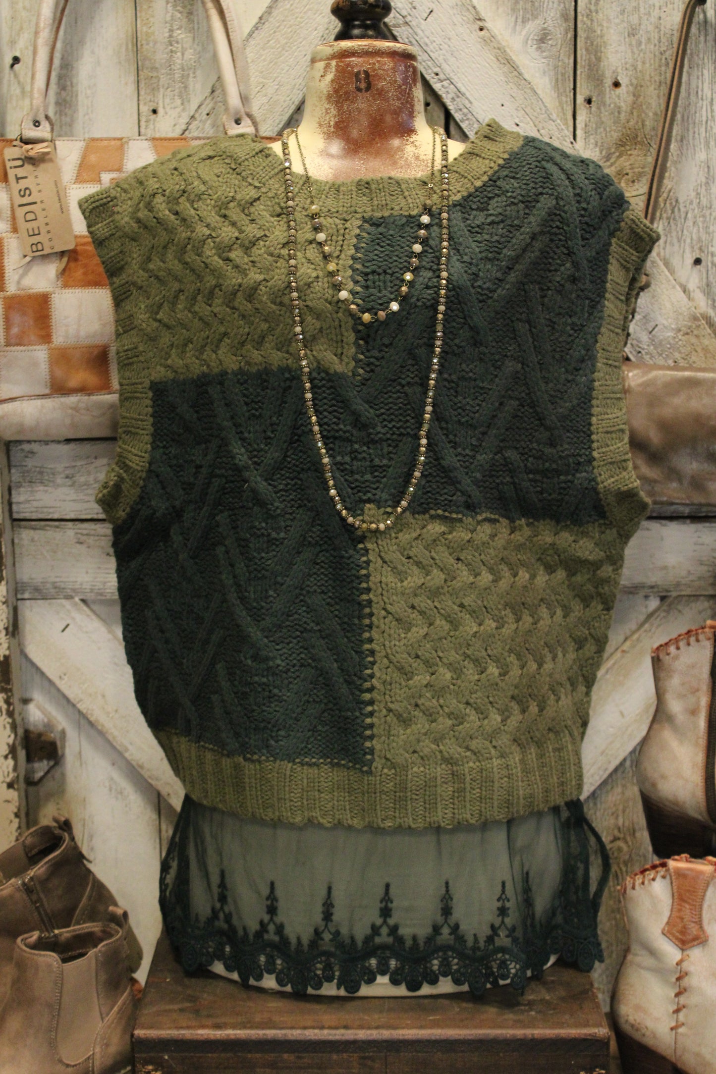 Woven Olive Sweater Vest
