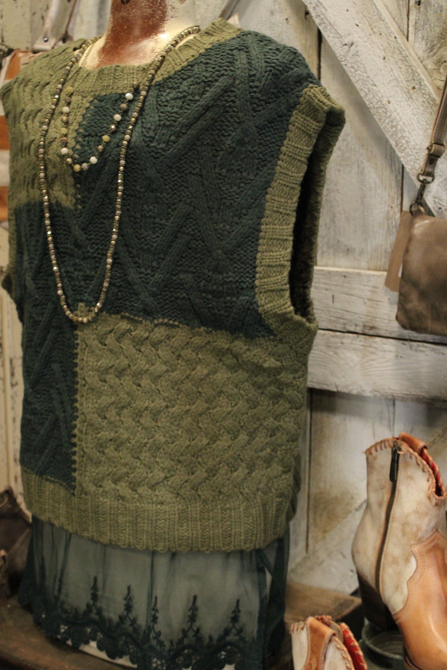 Woven Olive Sweater Vest