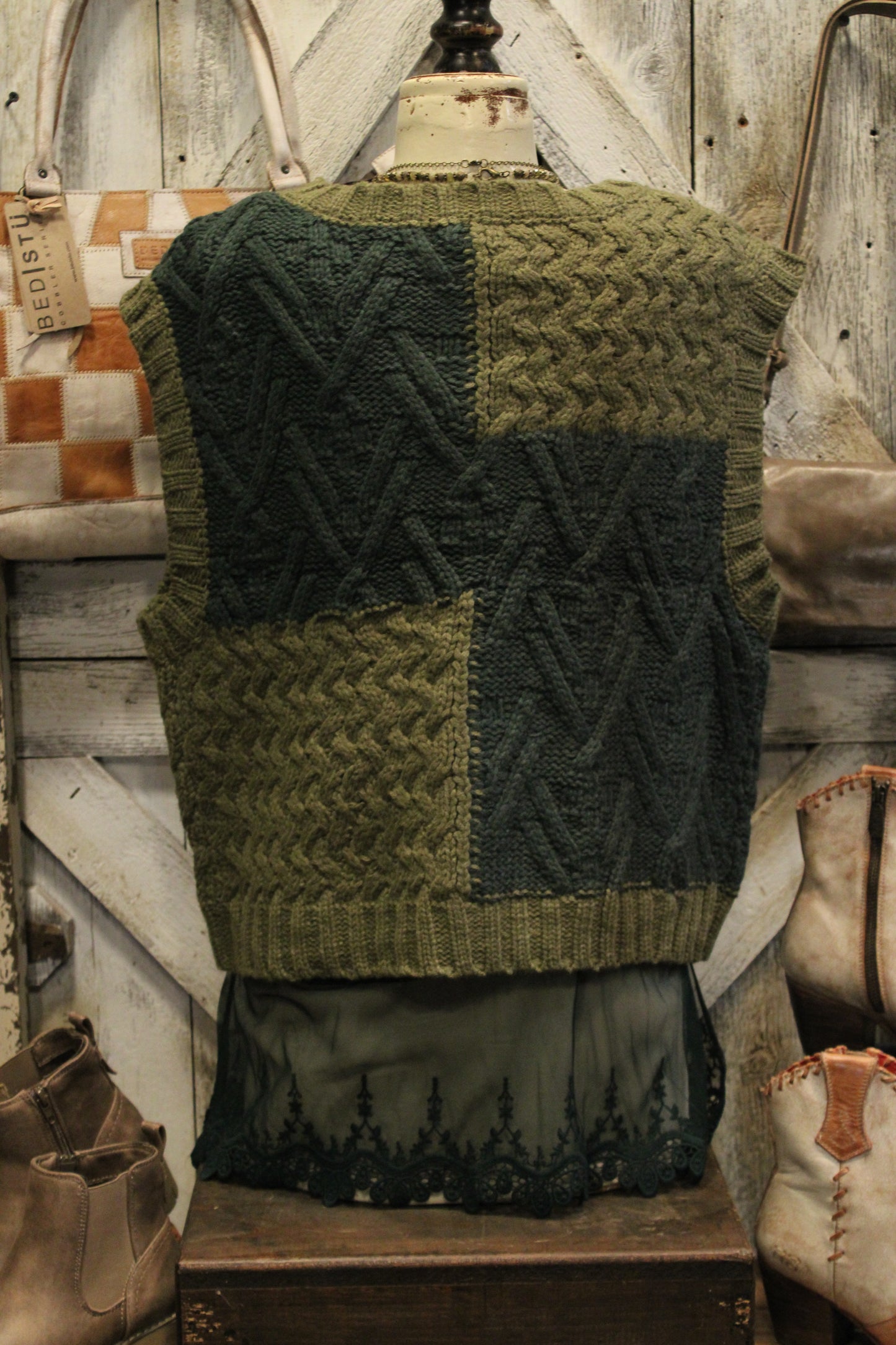 Woven Olive Sweater Vest