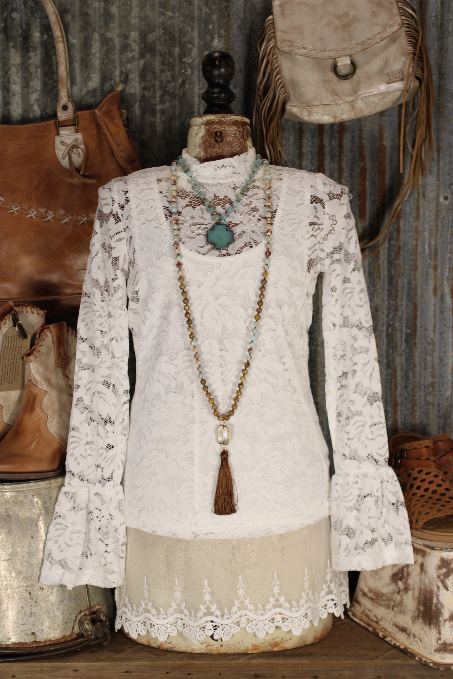 Windswept Willow White Lace Blouse