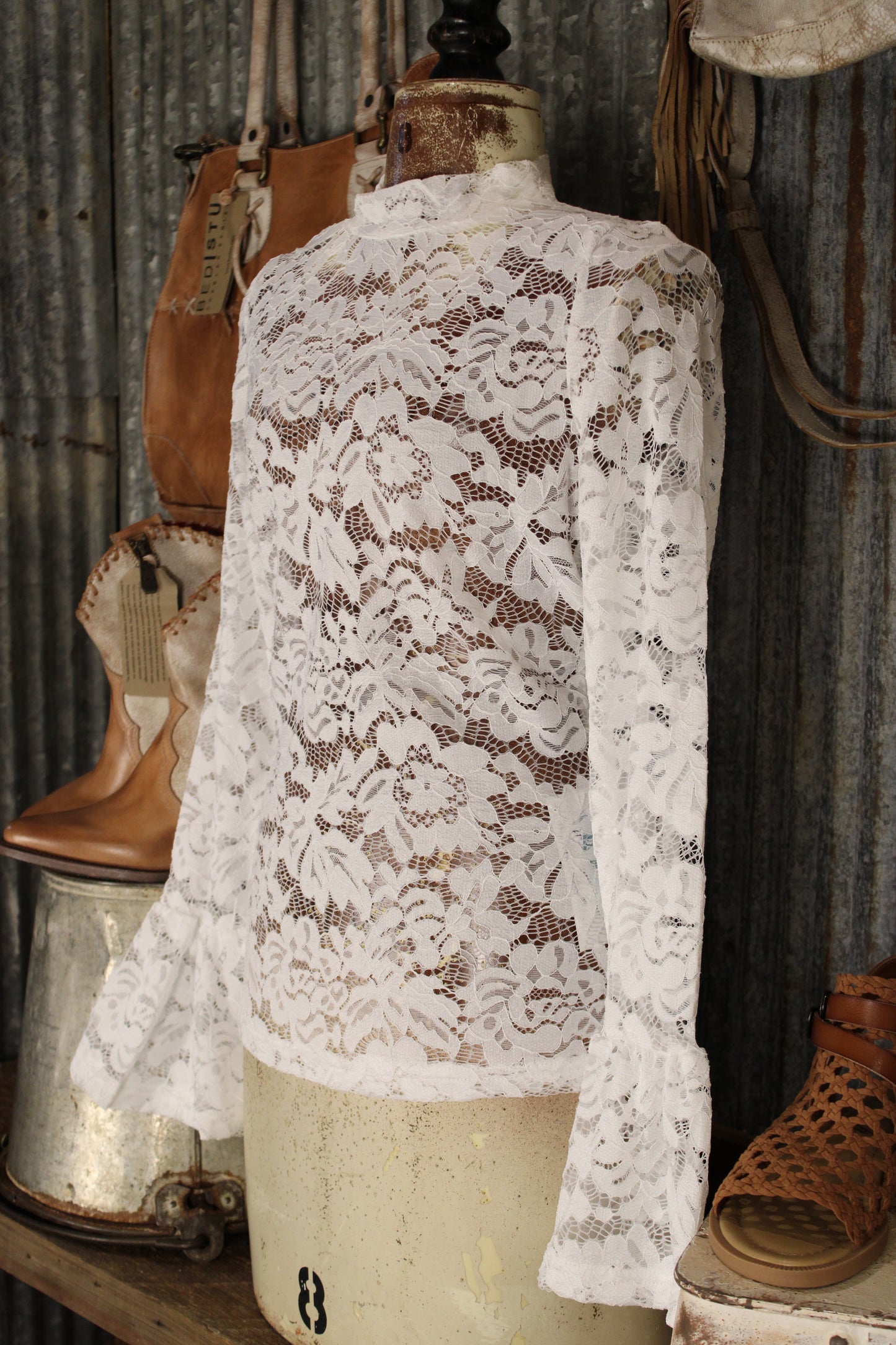 Windswept Willow White Lace Blouse