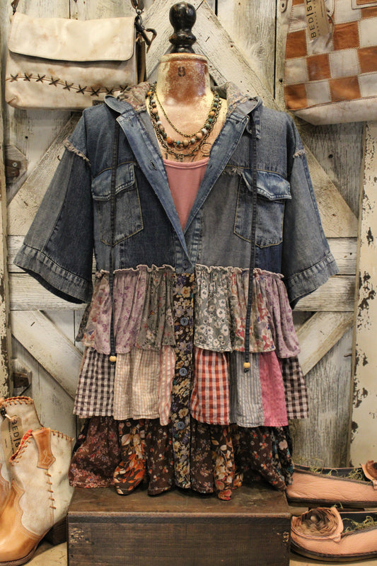 Country Charm Hooded Patchwork Top