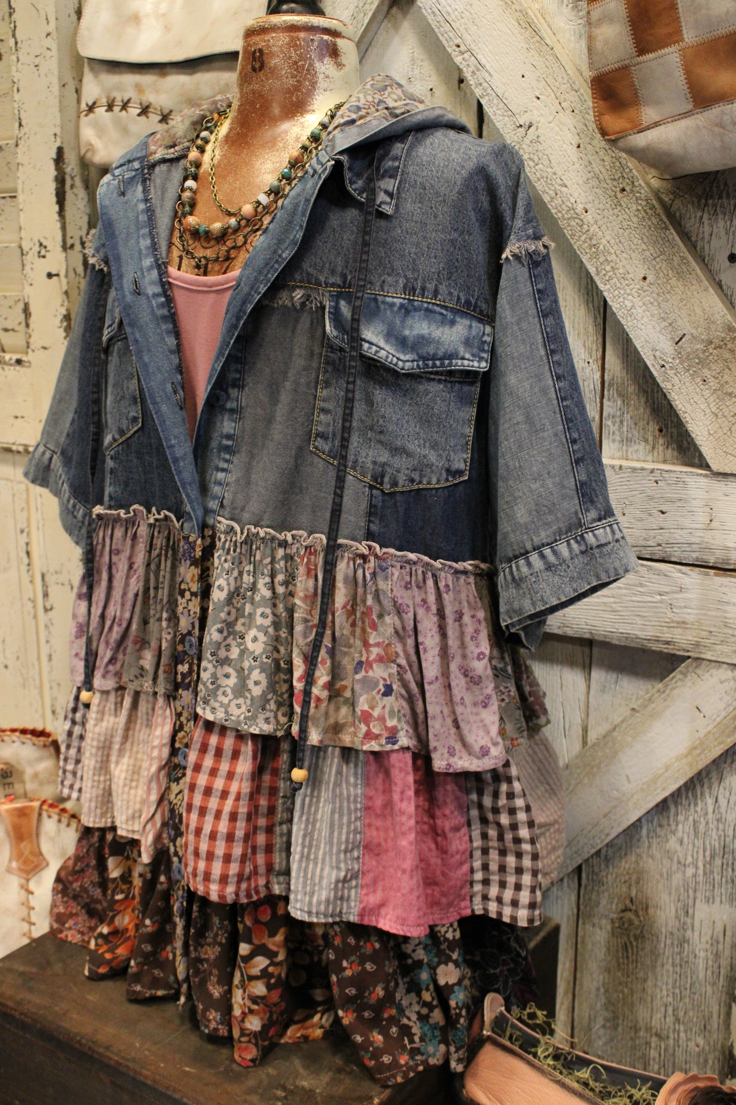 Country Charm Hooded Patchwork Top