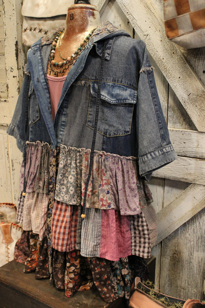 Country Charm Hooded Patchwork Top