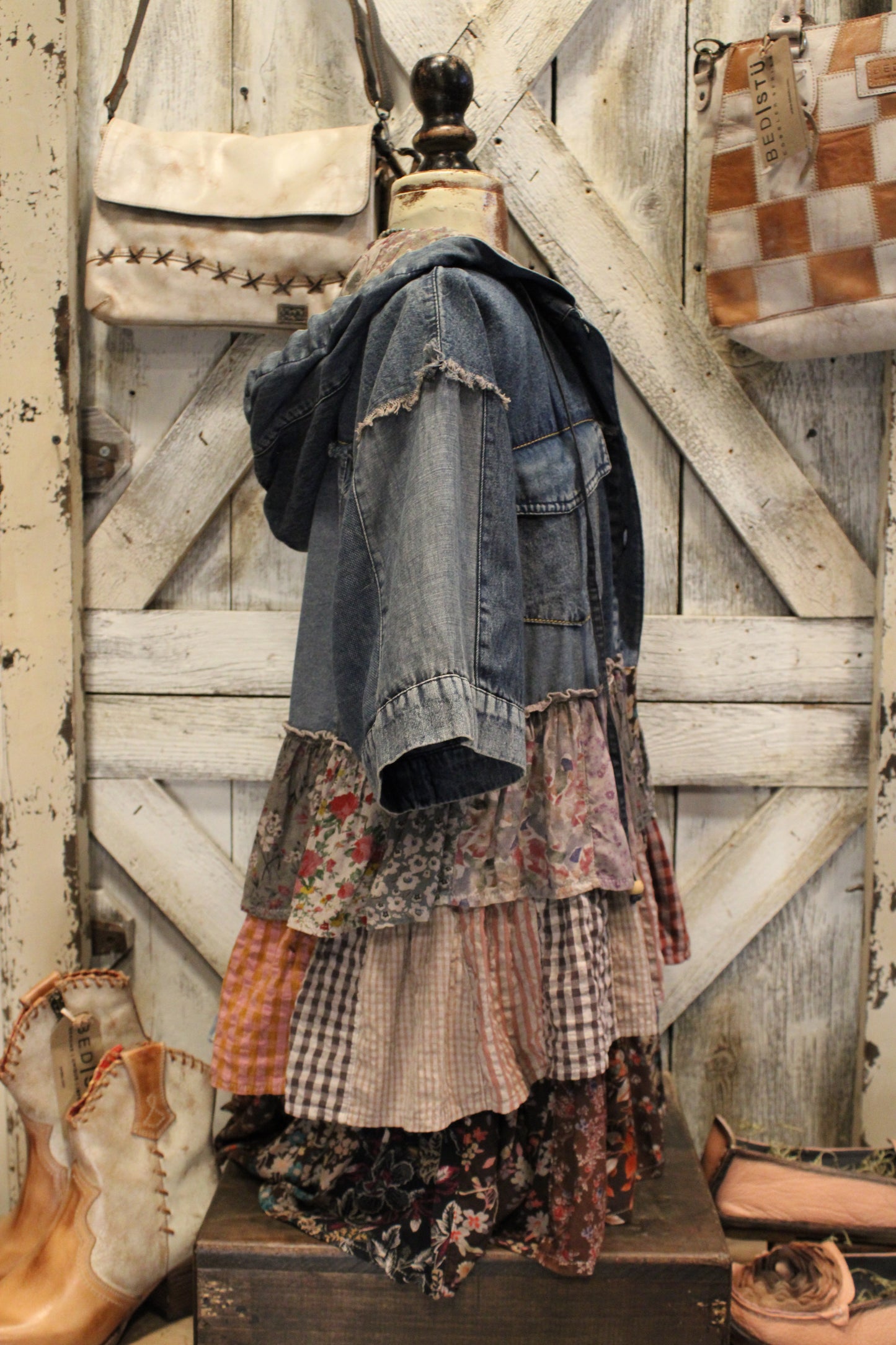 Country Charm Hooded Patchwork Top