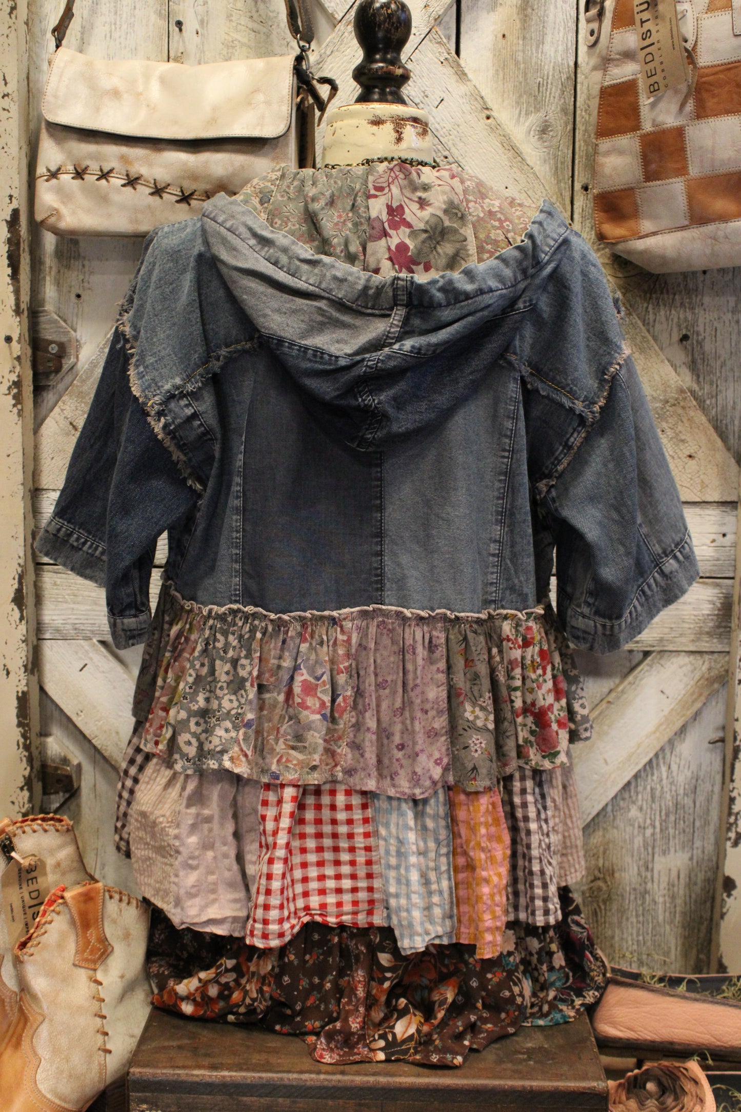 Country Charm Hooded Patchwork Top