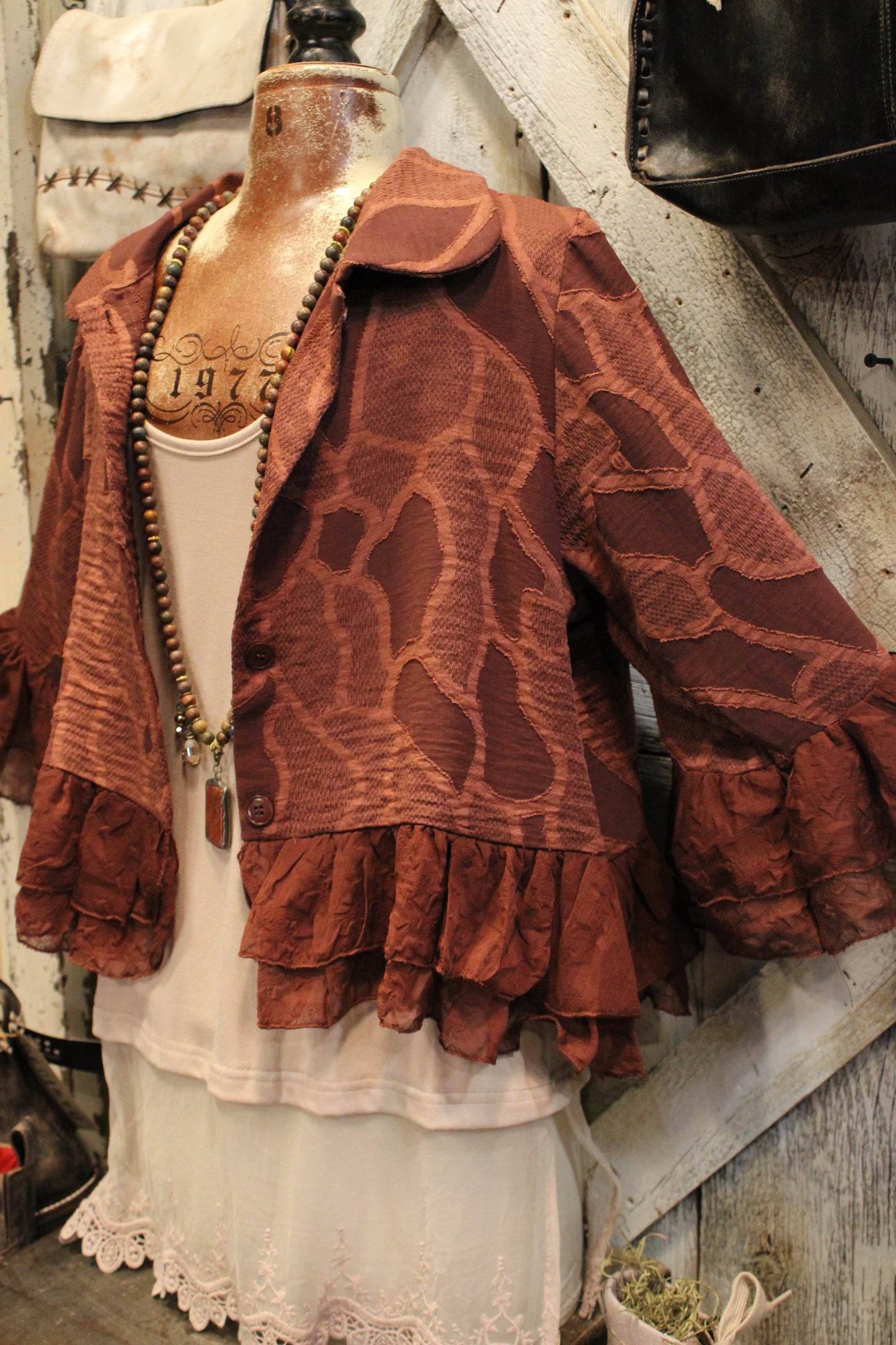 Rustic Merlot Ruffles Jacket