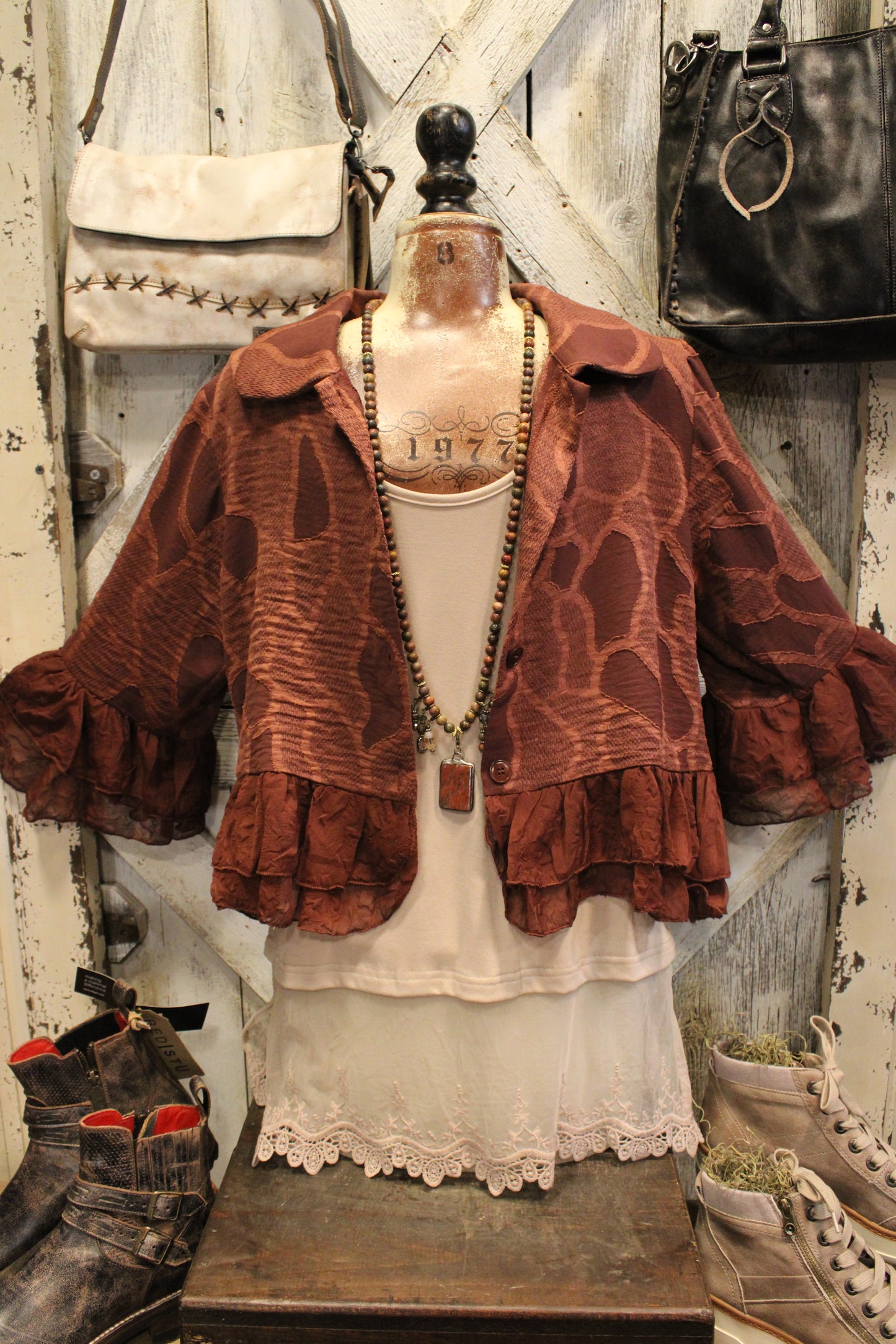 Rustic Merlot Ruffles Jacket