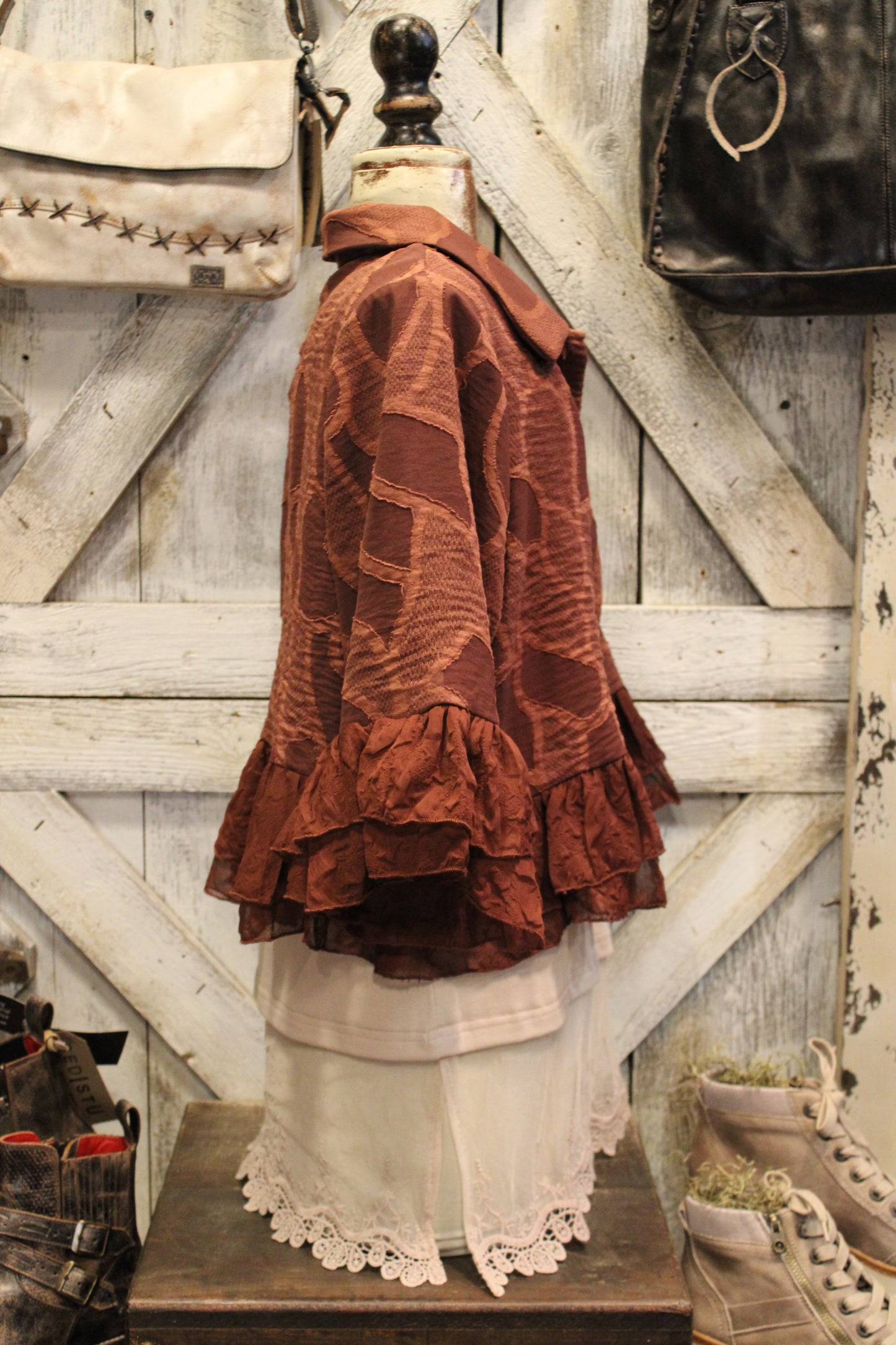Rustic Merlot Ruffles Jacket