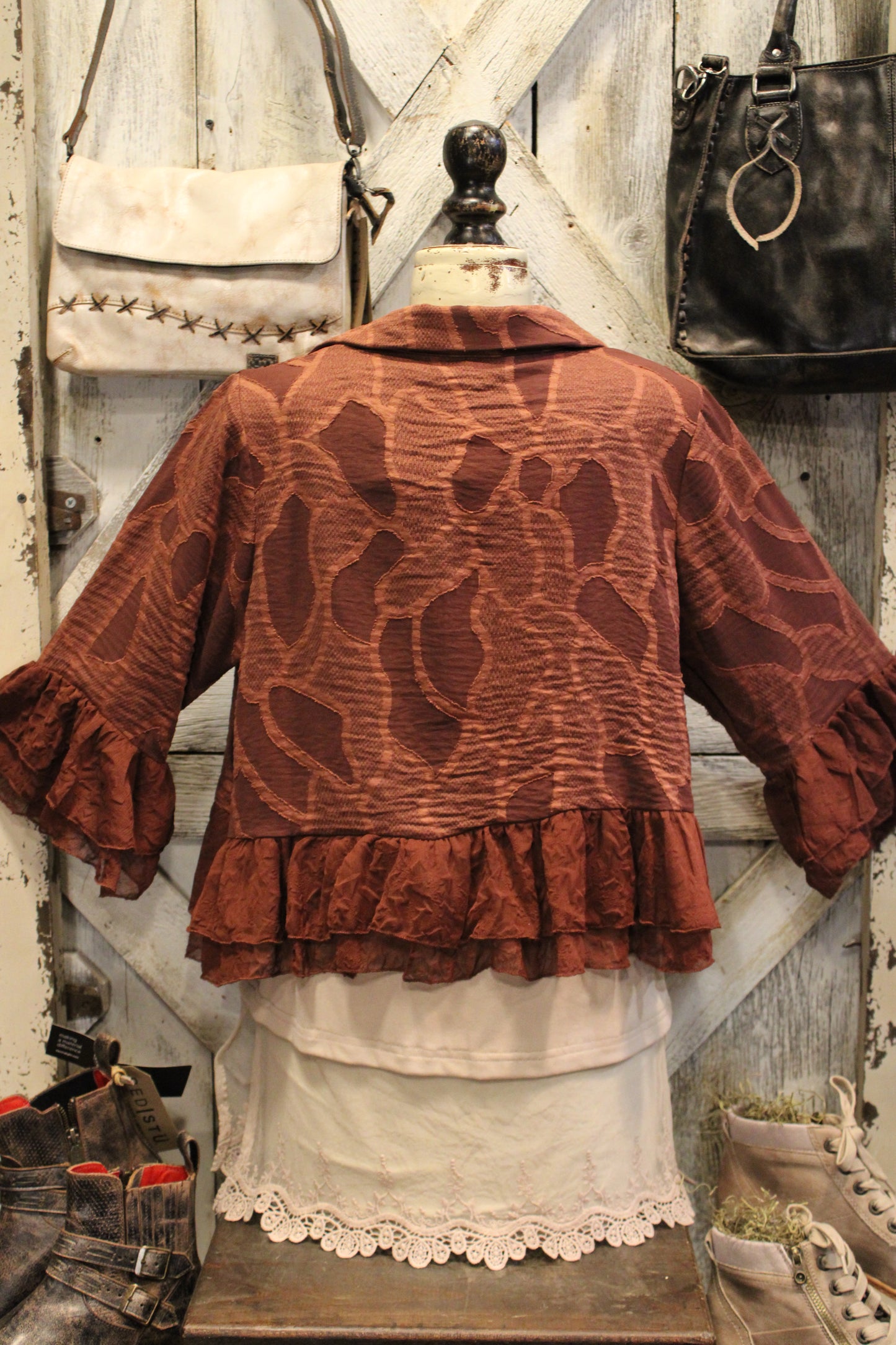 Rustic Merlot Ruffles Jacket