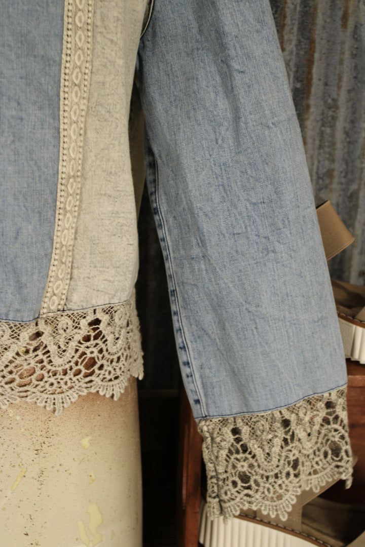 Denim And Lace Sandstone Top