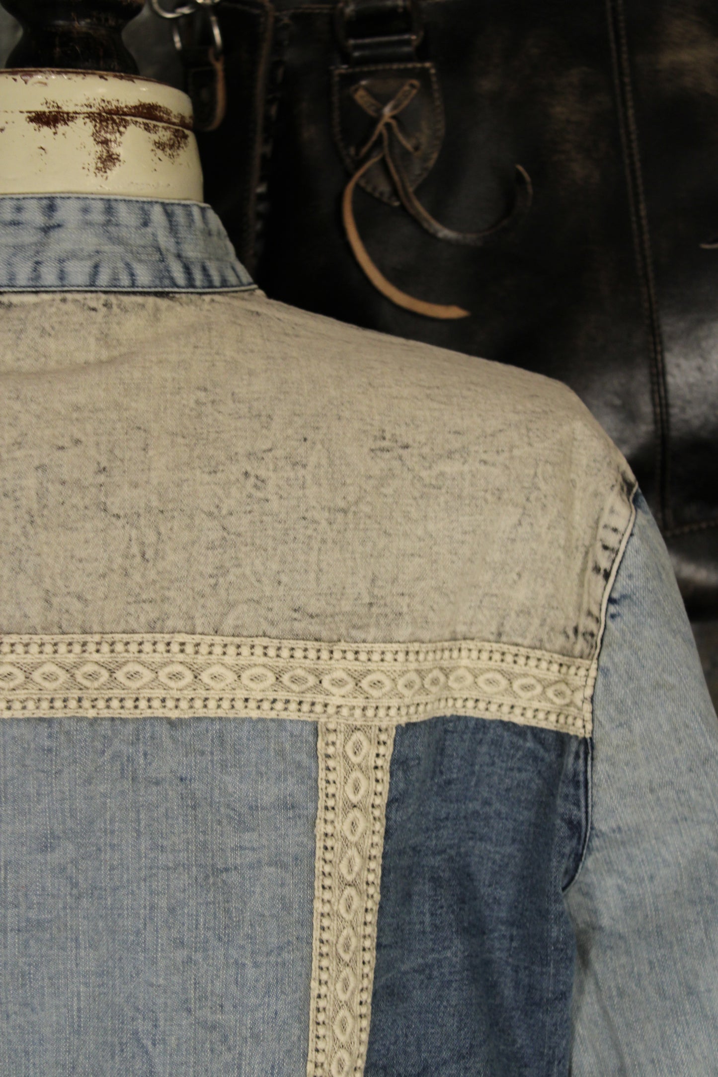 Denim And Lace Sandstone Top