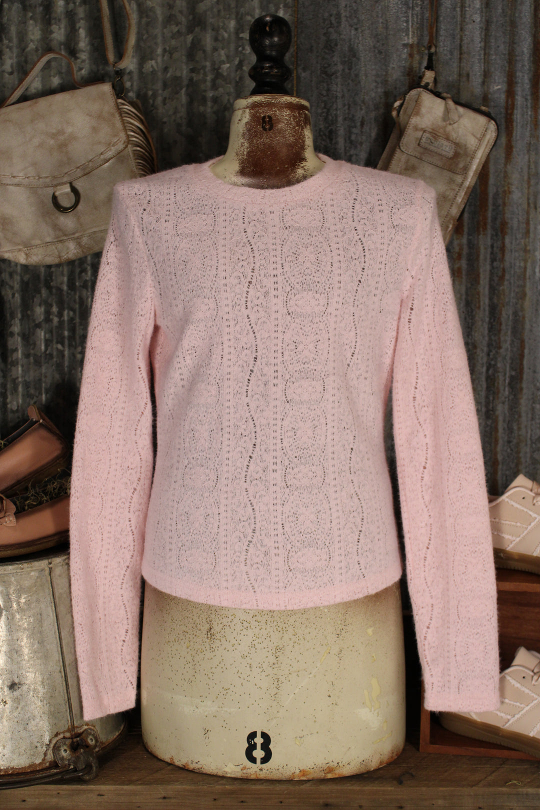 Sugar Petal Pink Semi-Mesh Top