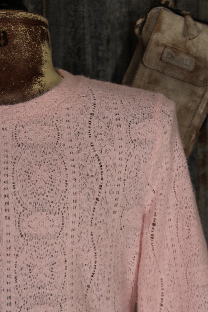 Sugar Petal Pink Semi-Mesh Top