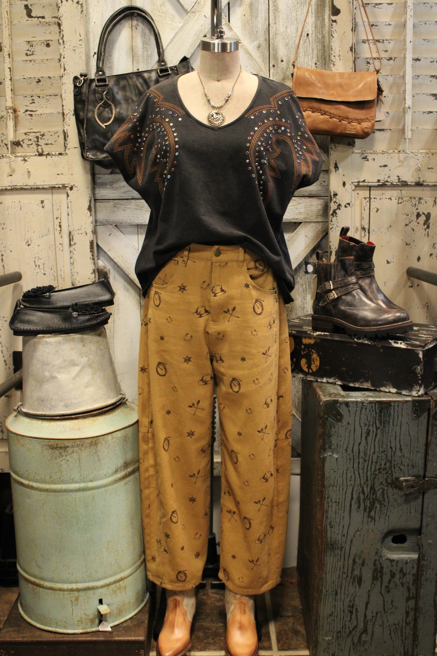 Western Relaxed Camel Pants