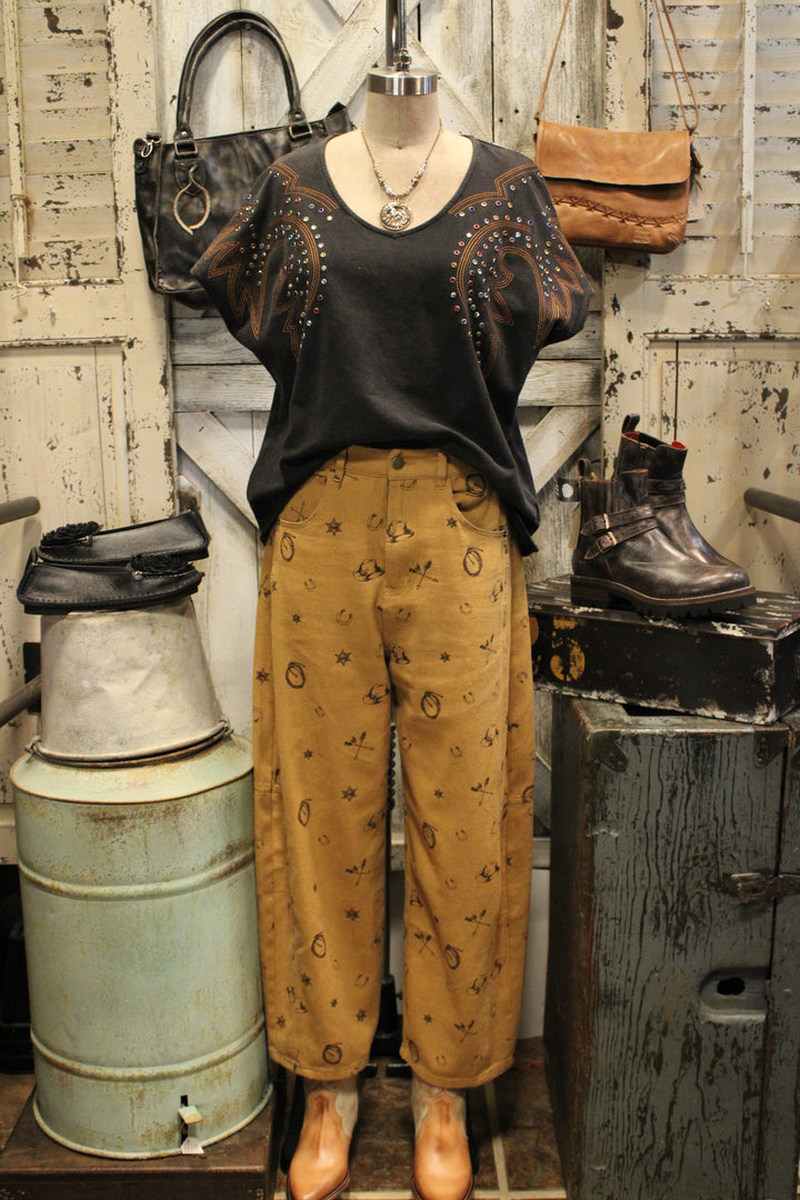 Western Relaxed Camel Pants
