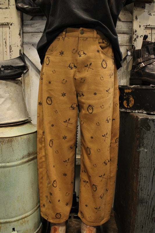Western Relaxed Camel Pants