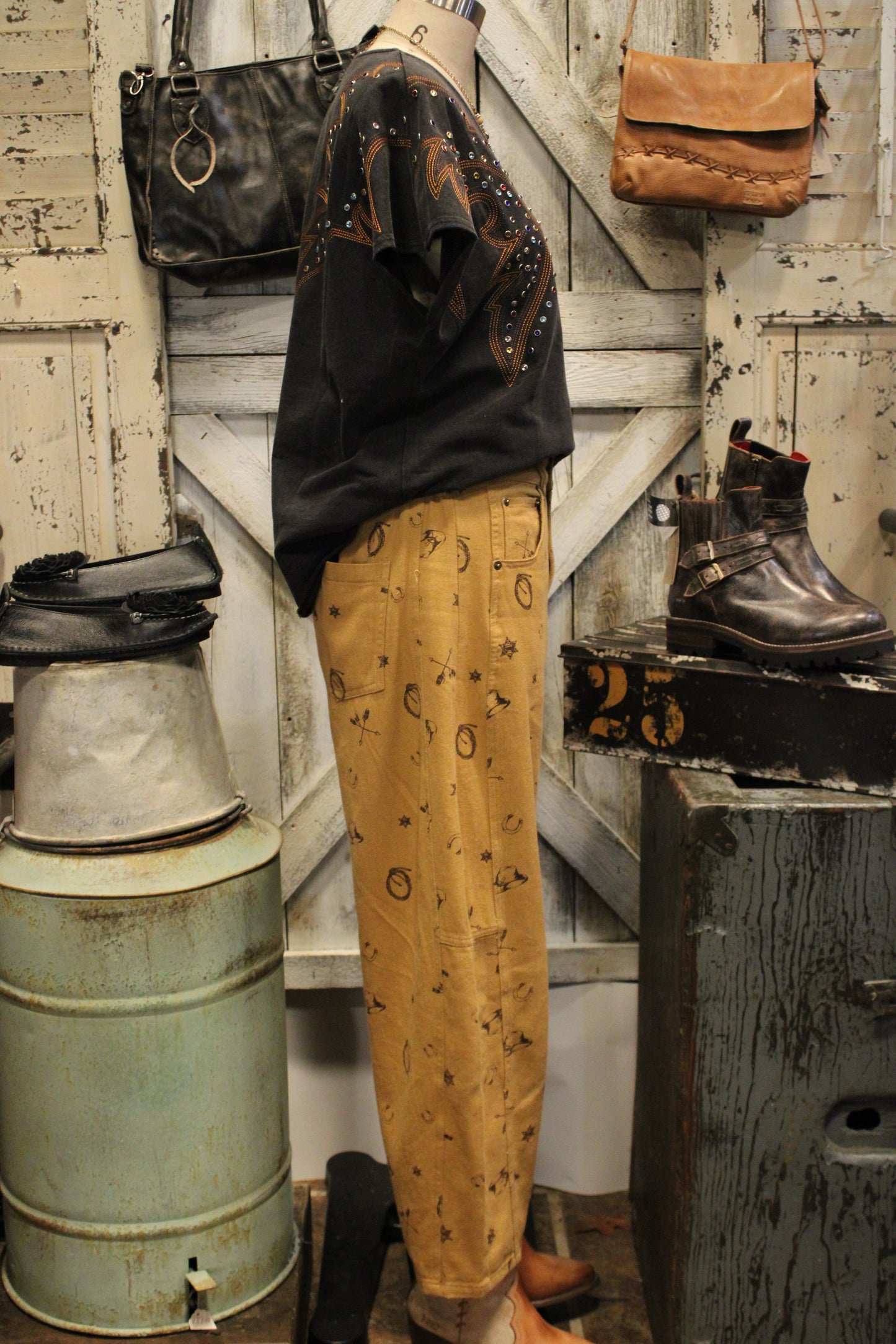 Western Relaxed Camel Pants
