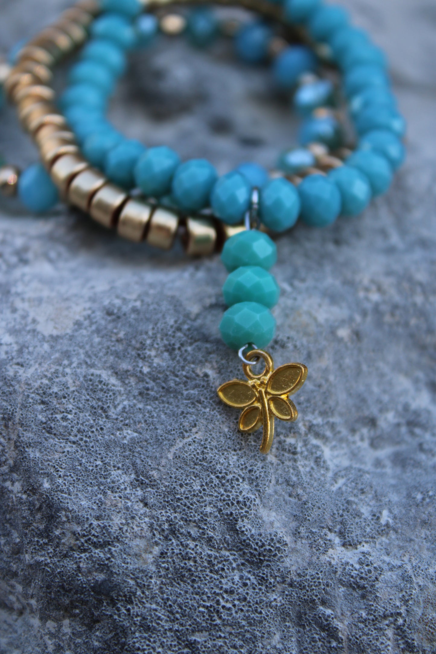 Dragonflies And Turquoise Bracelet