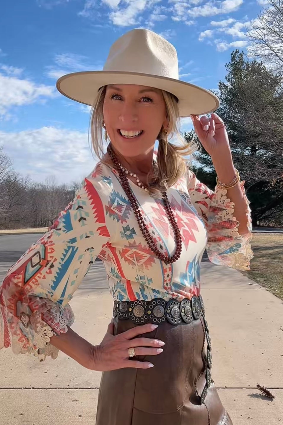 Aztec Sunrise Broom Tail Blouse