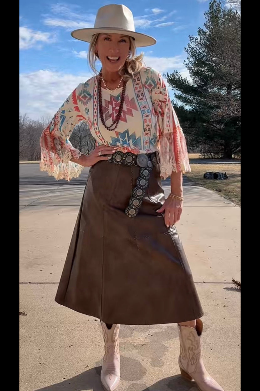 Copper Canyon Faux Leather Skirt