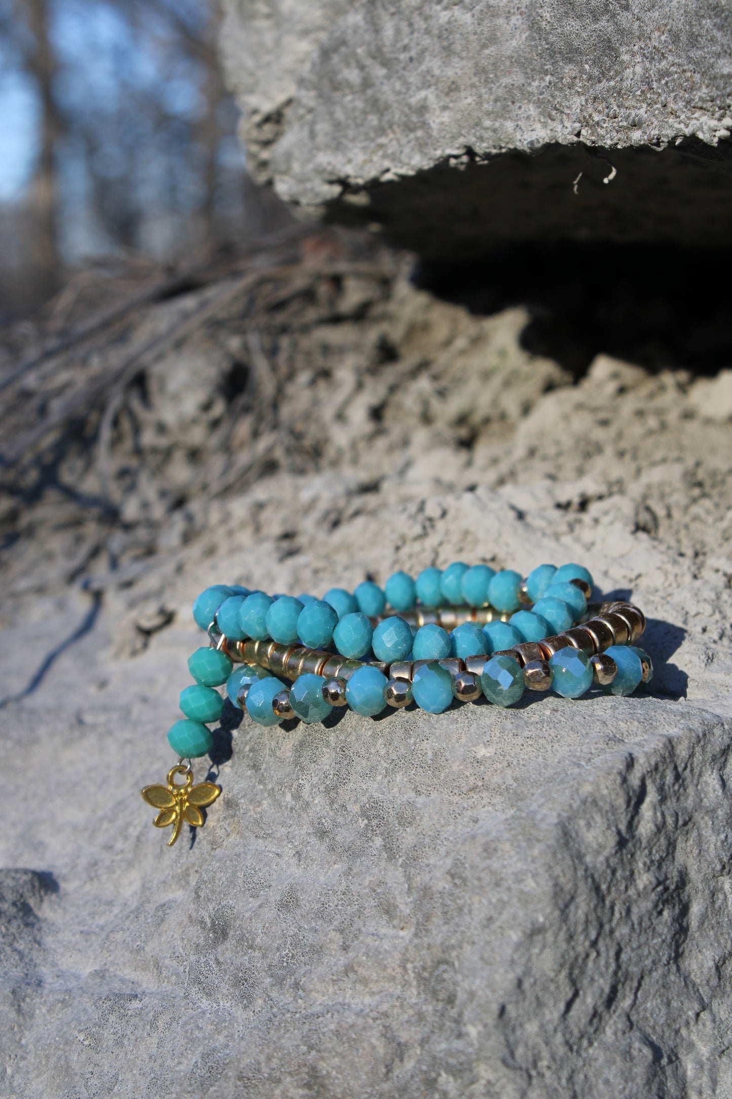 Dragonflies And Turquoise Bracelet