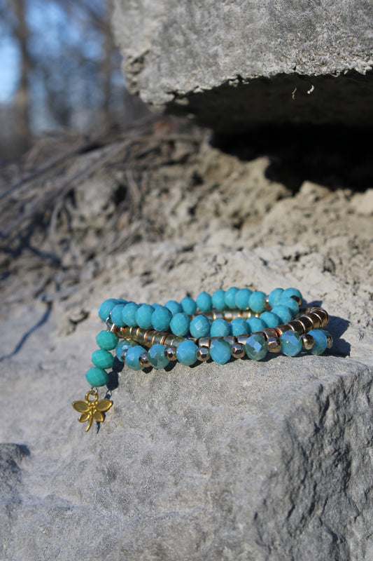 Dragonflies And Turquoise Bracelet