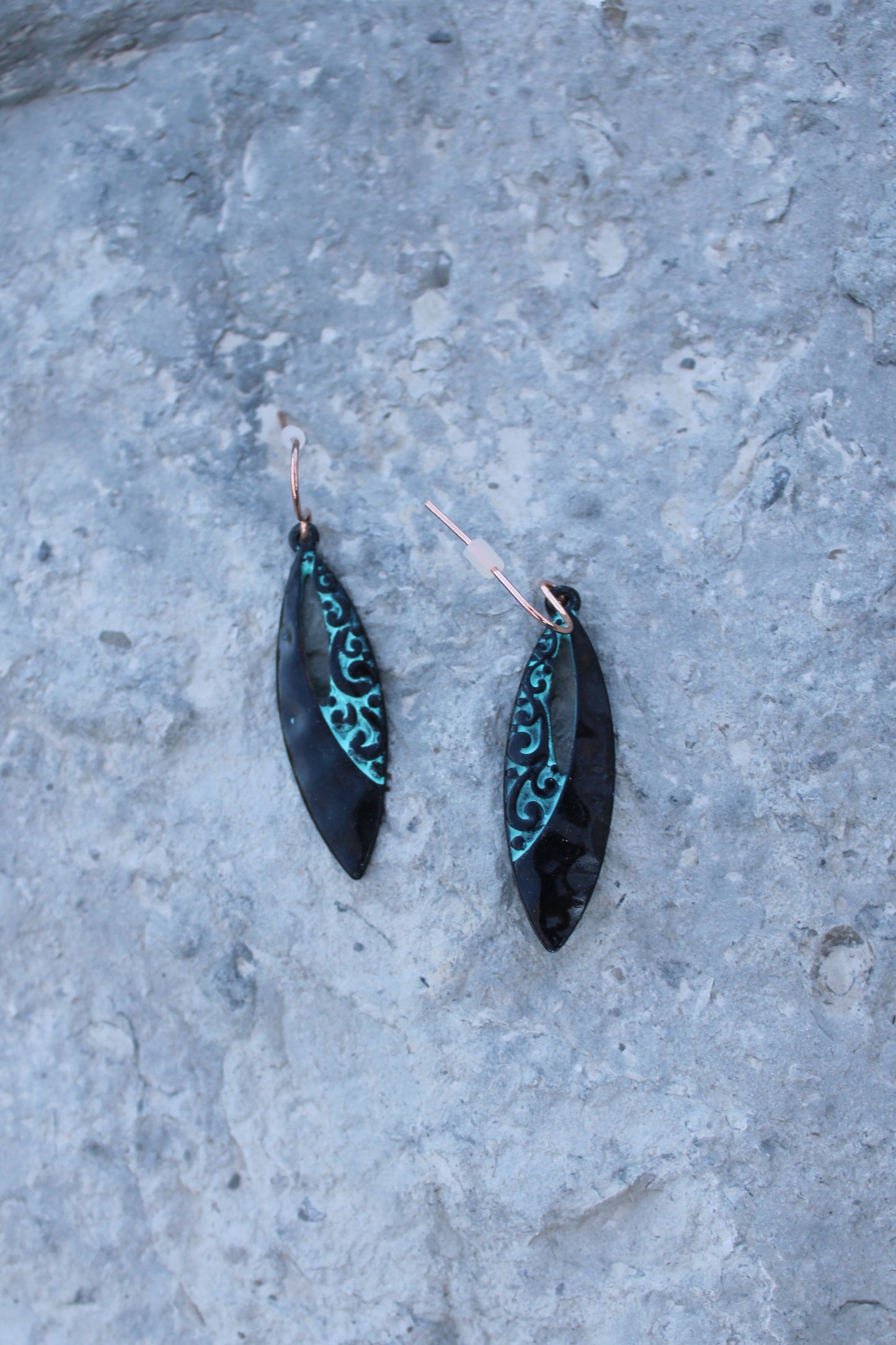 Obsidian Tide Oval Earrings