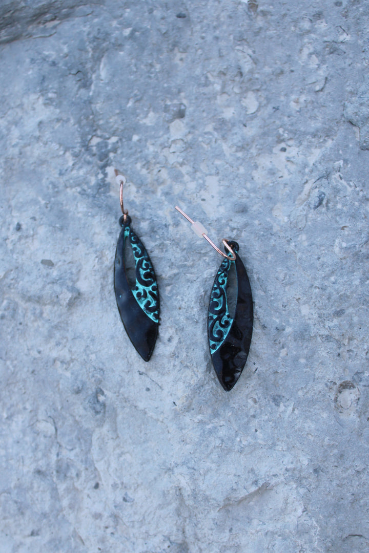 Obsidian Tide Oval Earrings