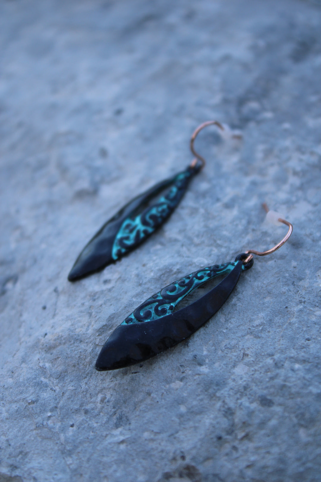 Obsidian Tide Oval Earrings
