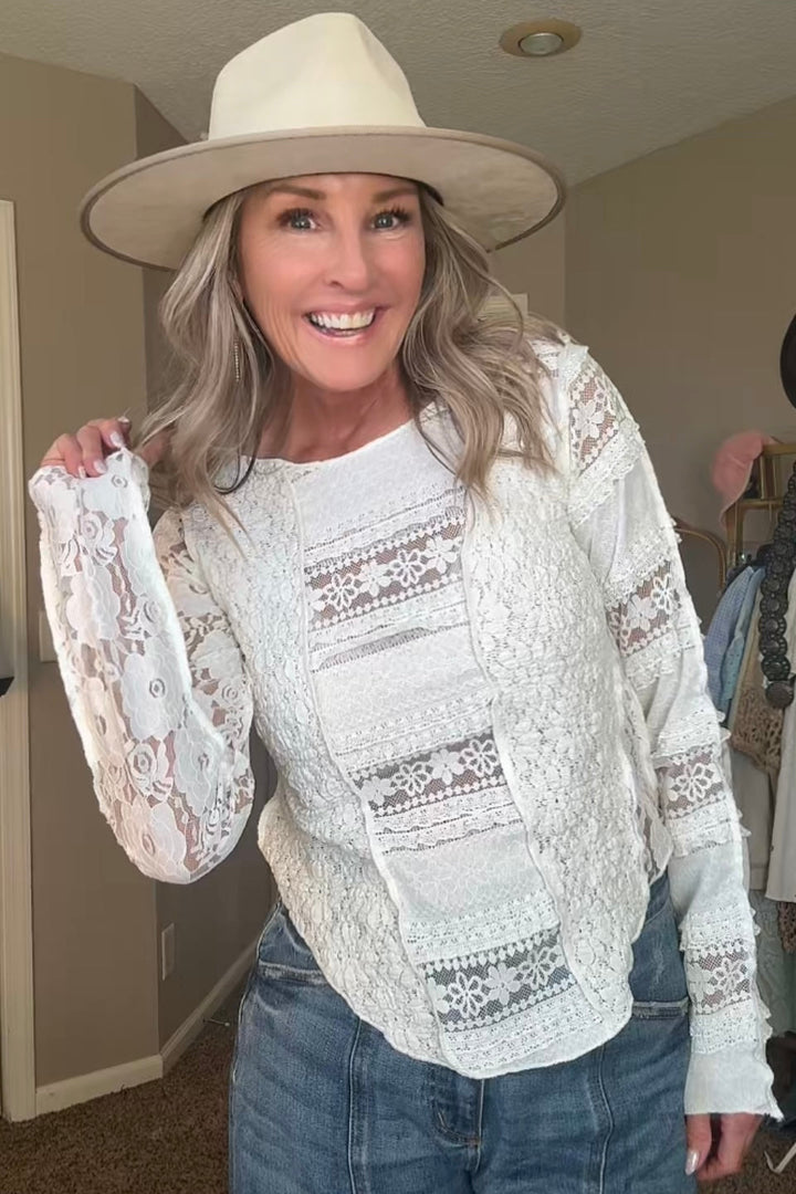 Now You See Me Off White Mesh Top