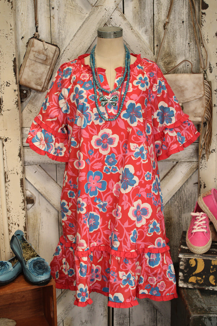 Boho Berry Ruffle Dress