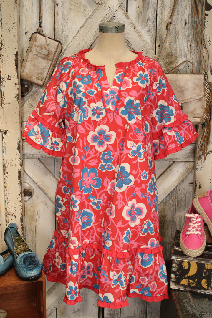 Boho Berry Ruffle Dress
