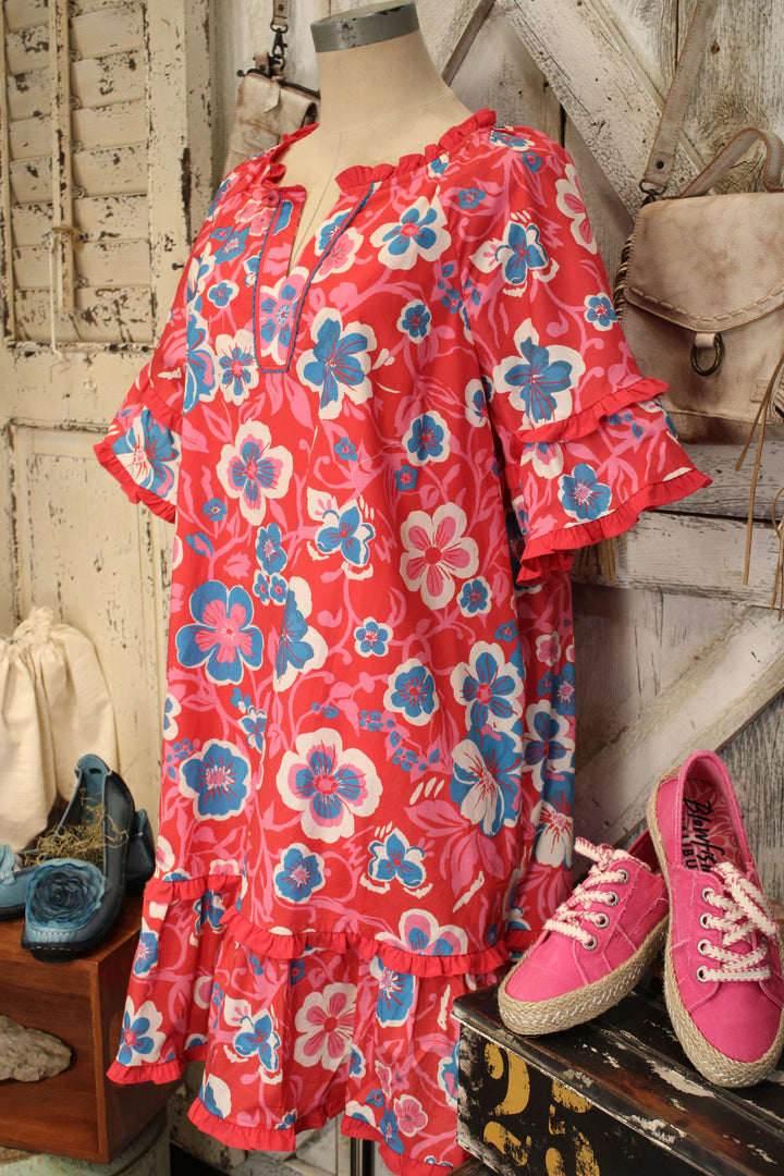 Boho Berry Ruffle Dress