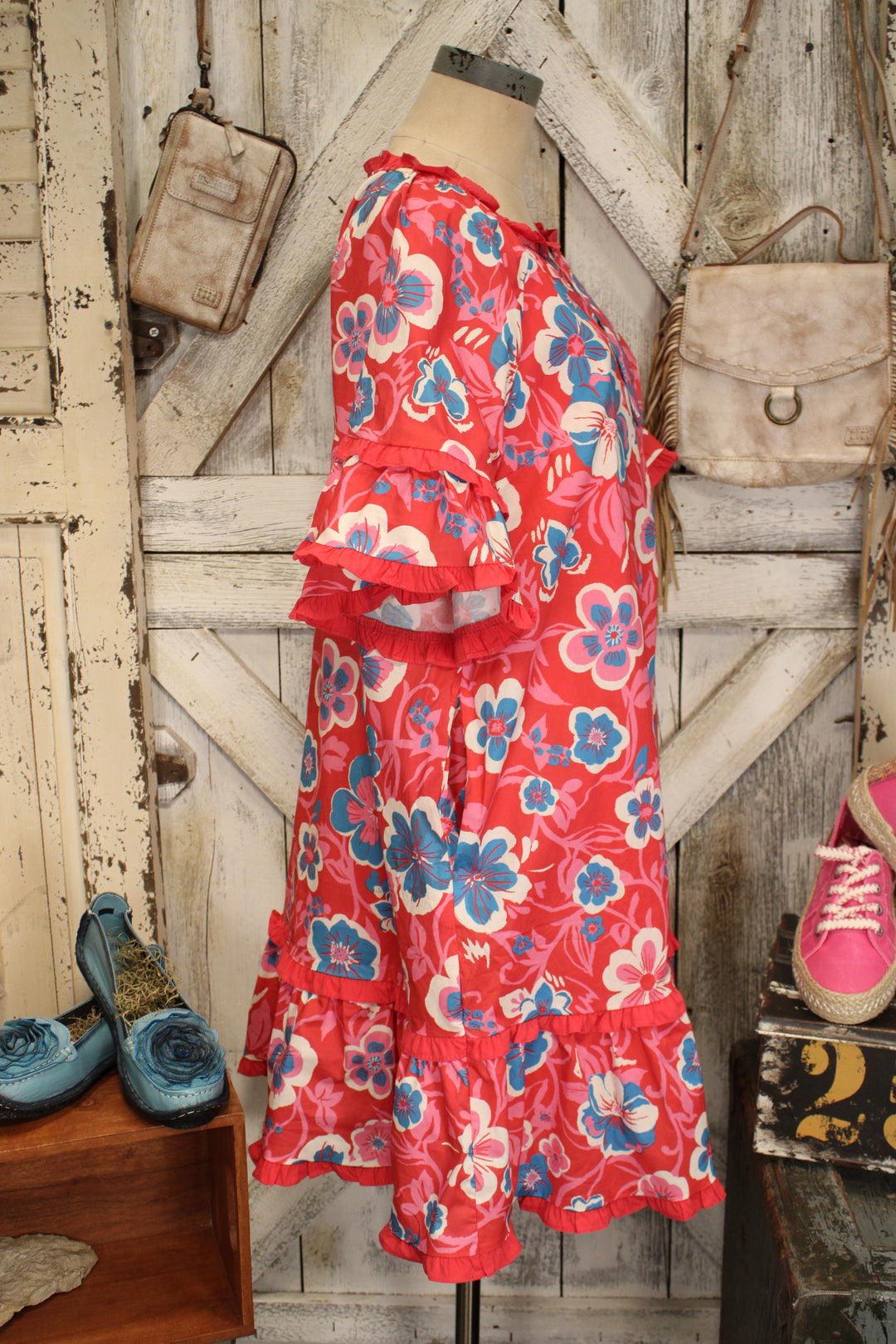 Boho Berry Ruffle Dress