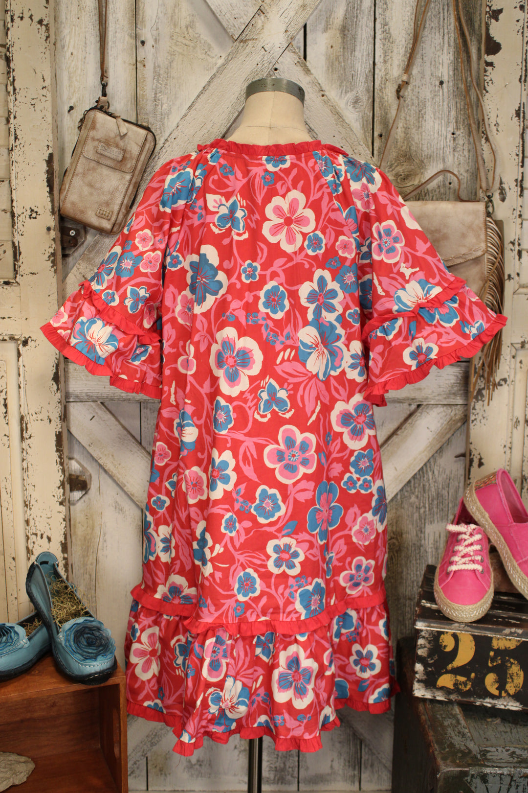 Boho Berry Ruffle Dress