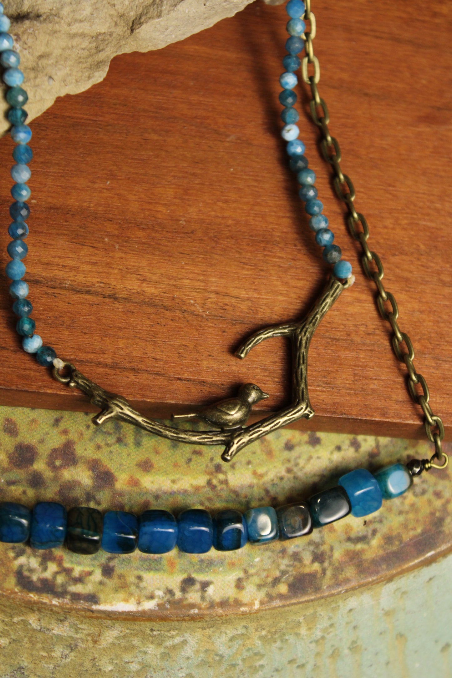 Braelyn Blue Fire Agate Necklace