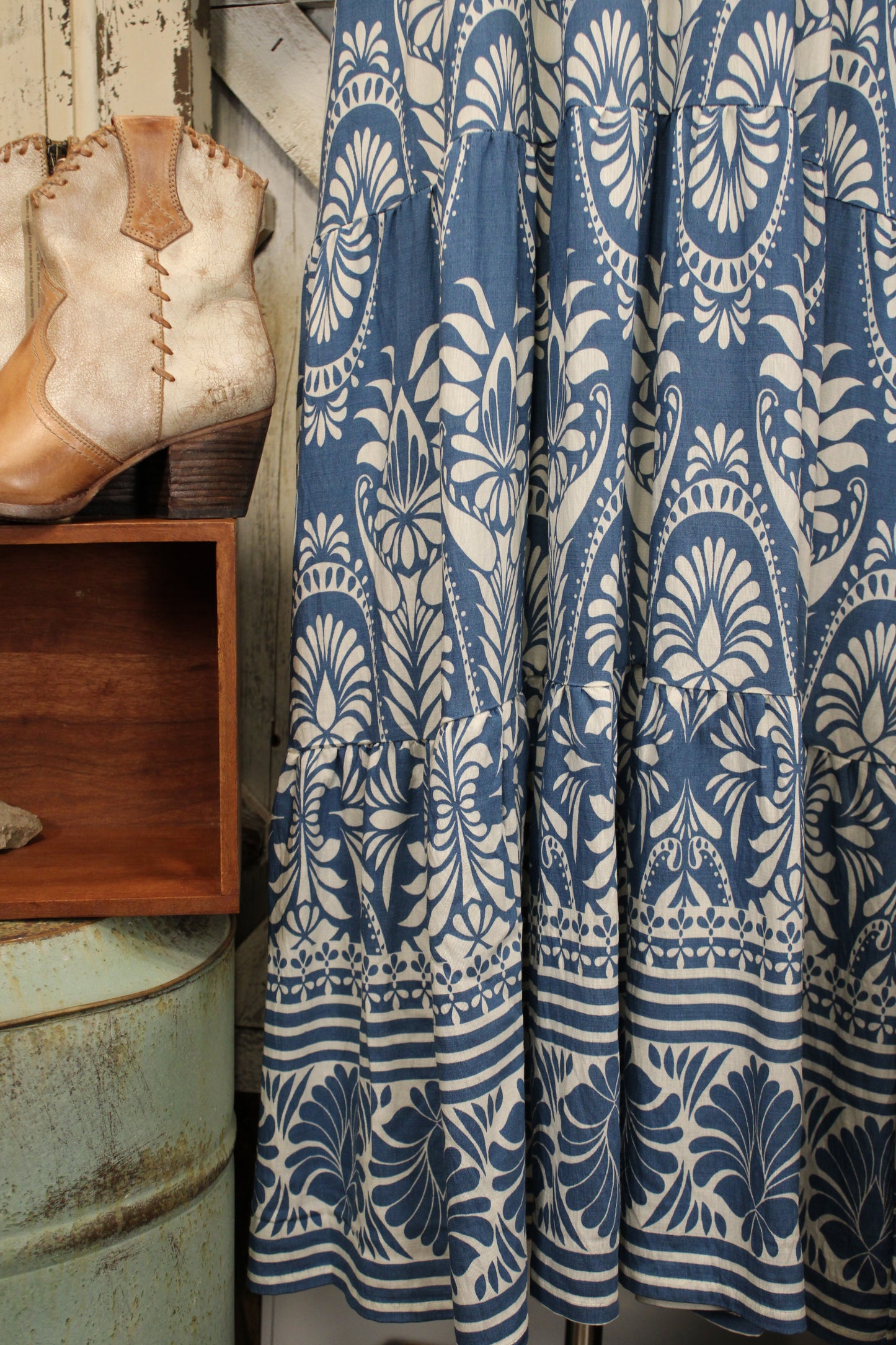 Artisan Ink Mosaic Blue Maxi Dress