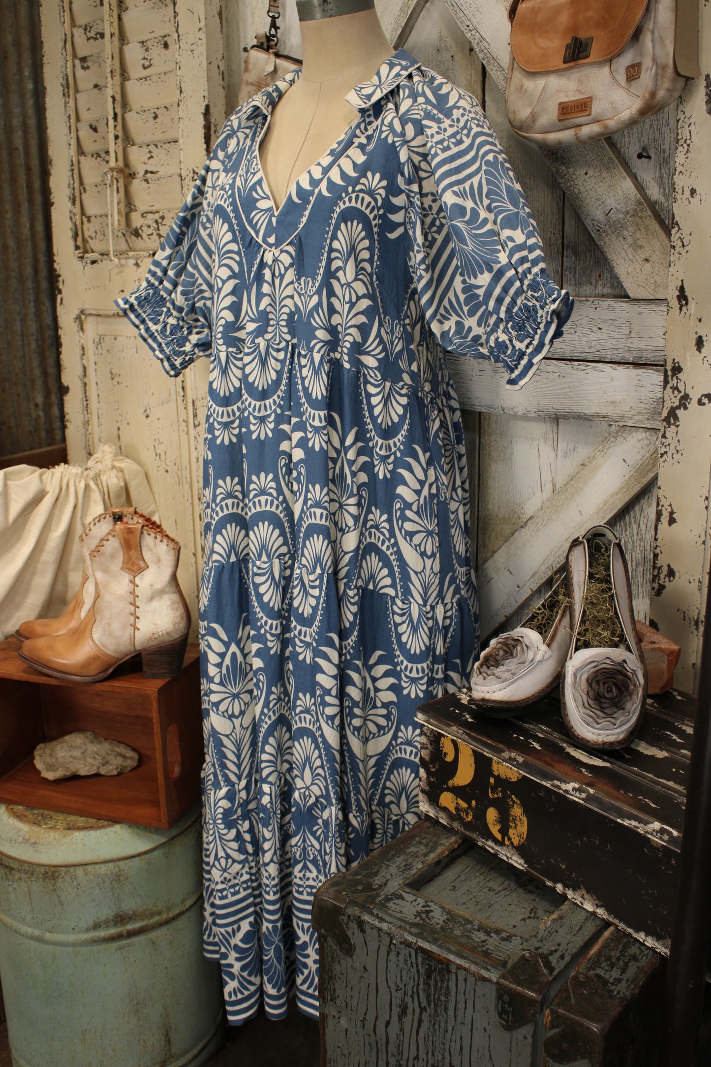 Artisan Ink Mosaic Blue Maxi Dress