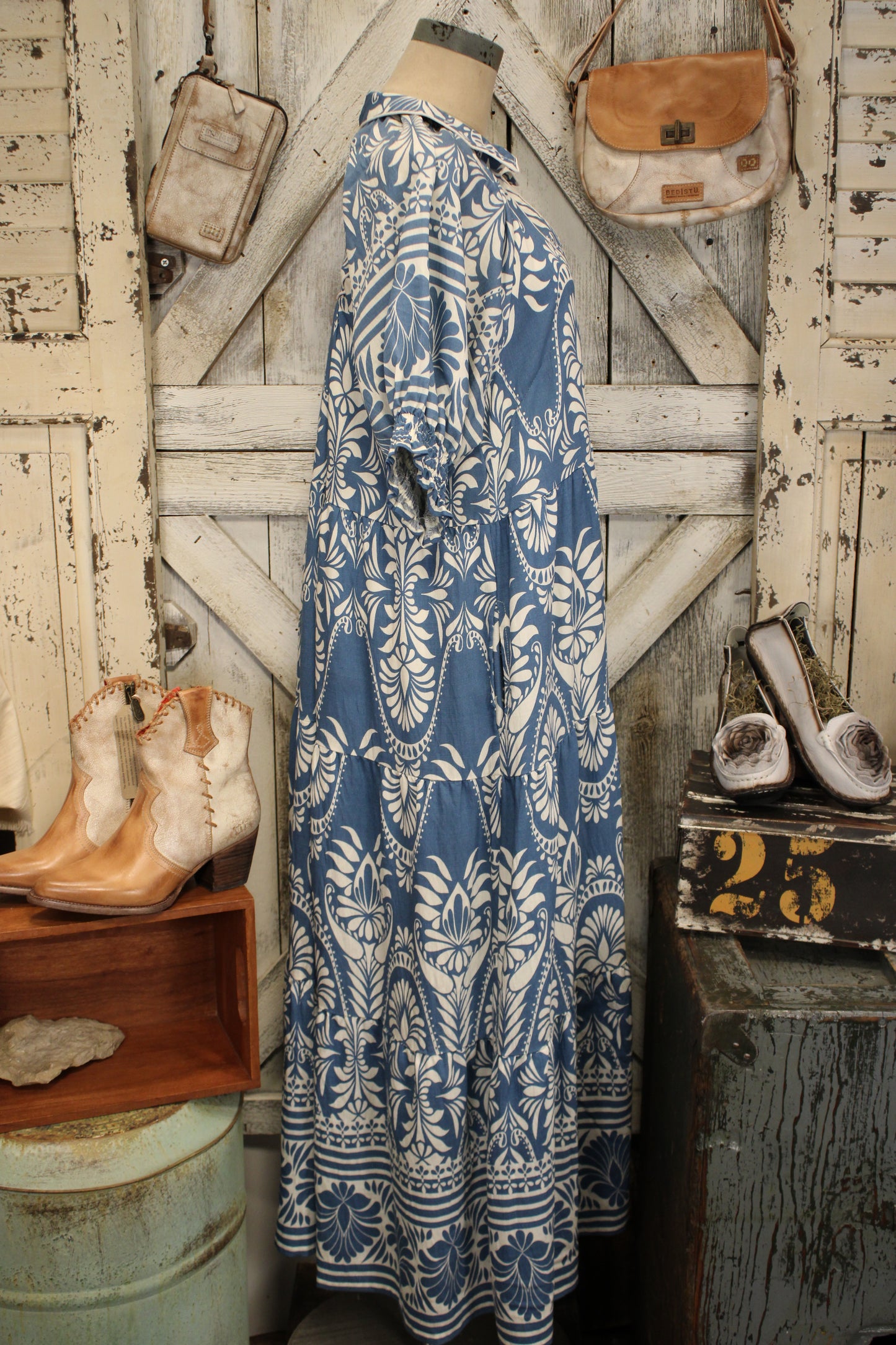 Artisan Ink Mosaic Blue Maxi Dress