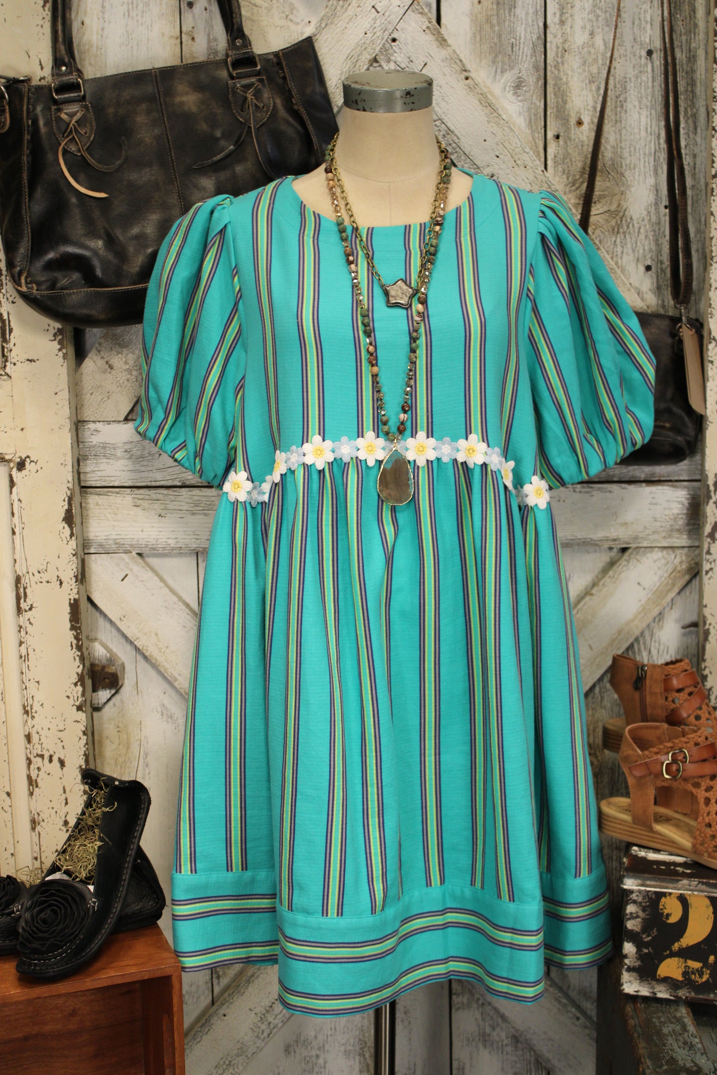 Blooms And Stripes Dress