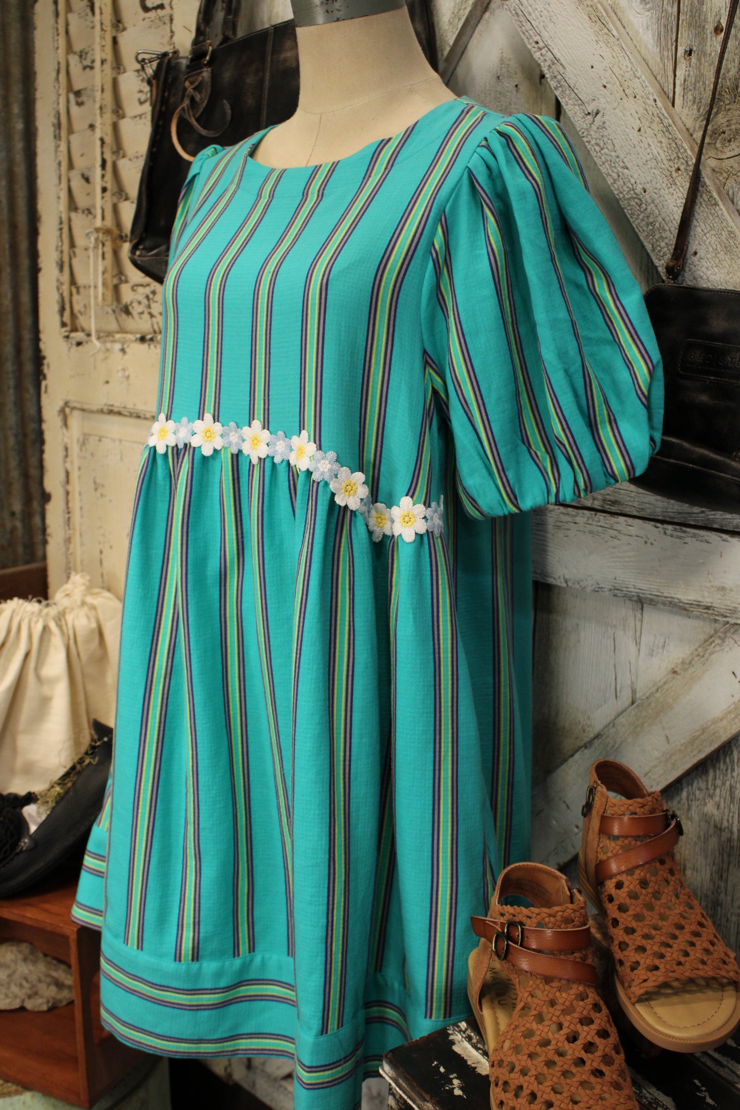 Blooms And Stripes Dress
