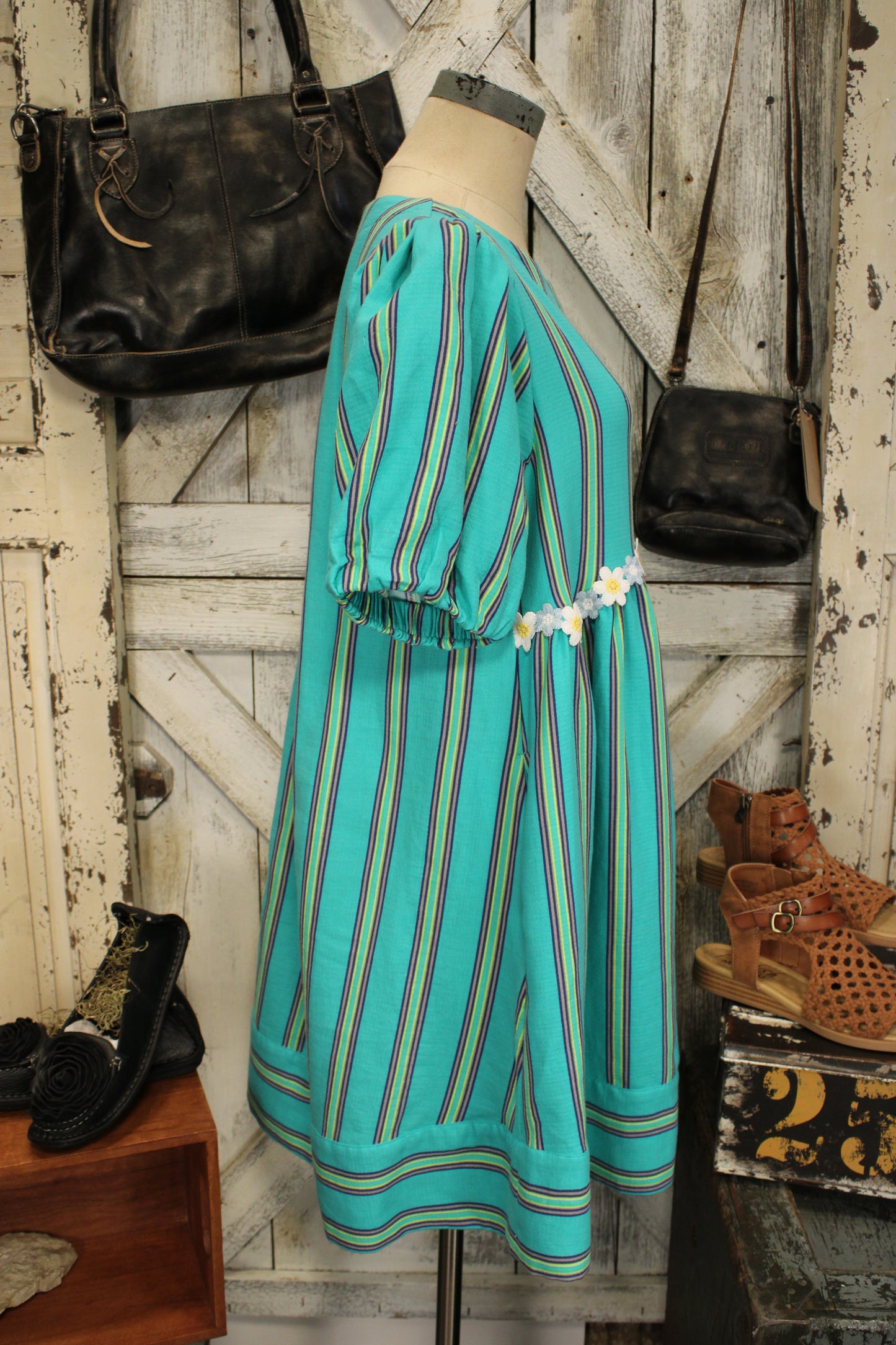 Blooms And Stripes Dress