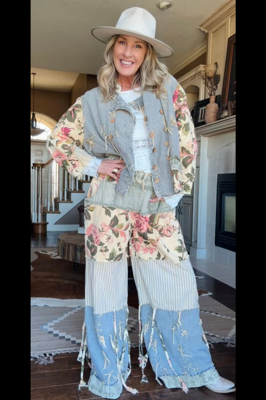 Vintage Rose Stitch Pants