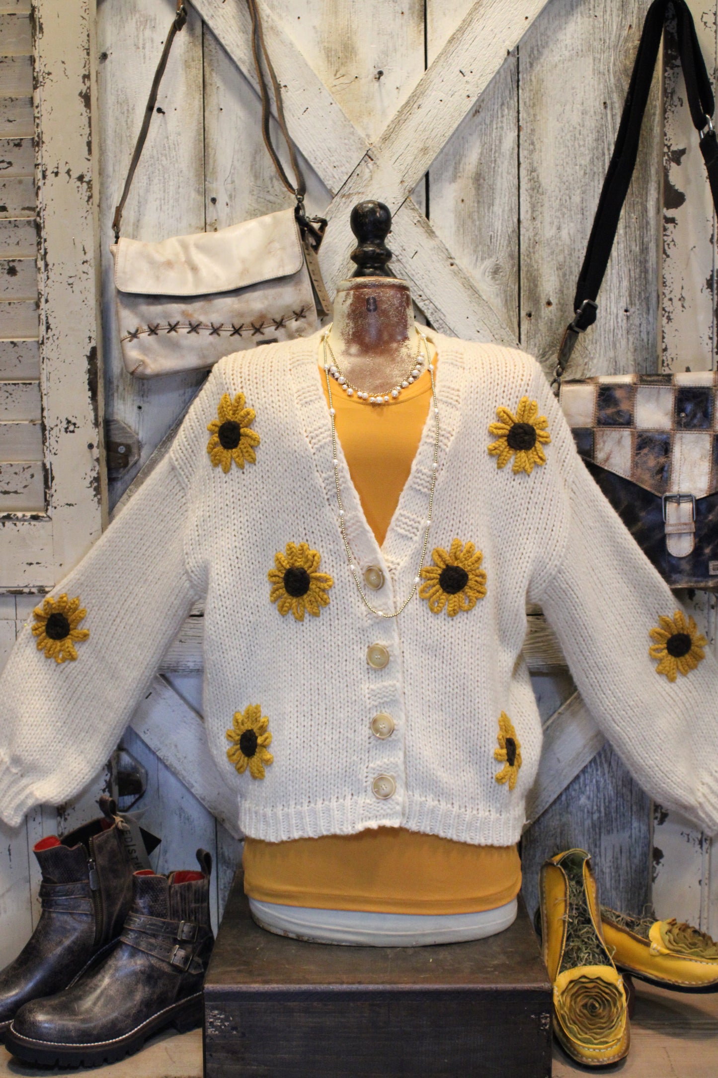Cream Sunflower Cardigan