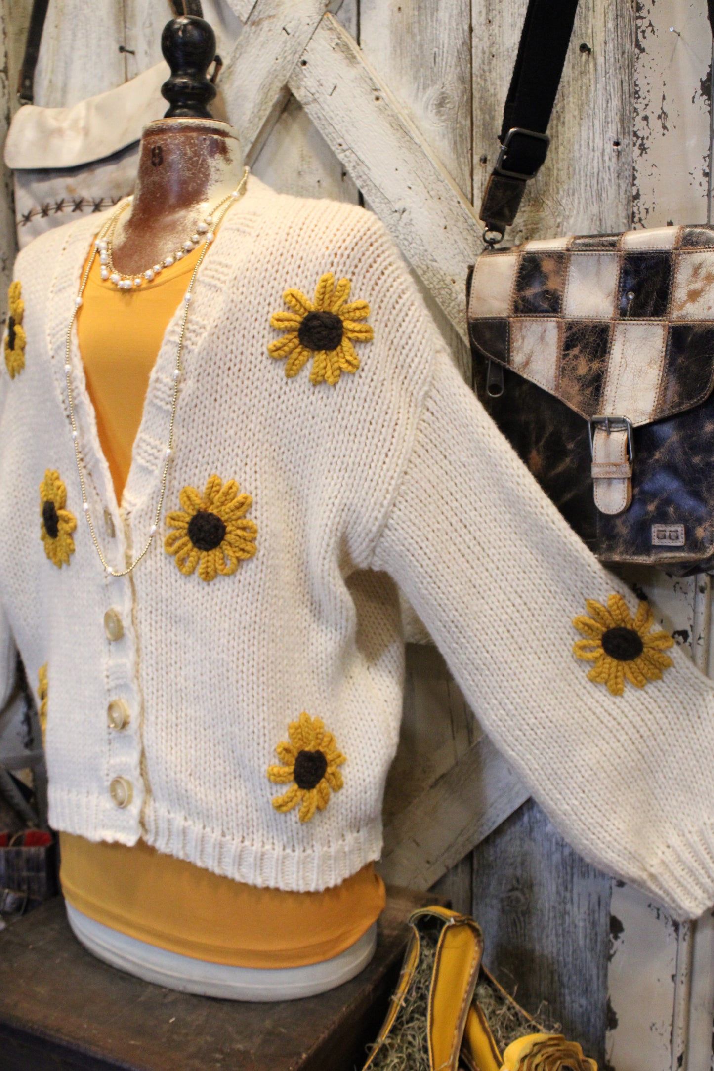 Cream Sunflower Cardigan