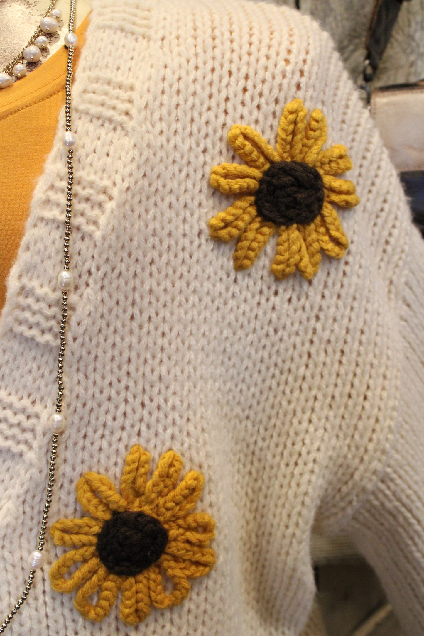 Cream Sunflower Cardigan