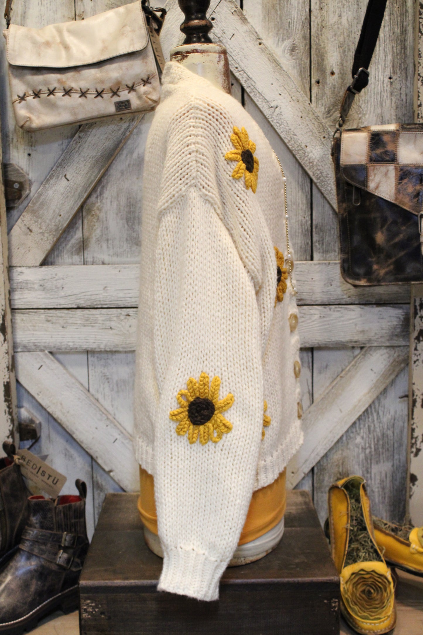 Cream Sunflower Cardigan