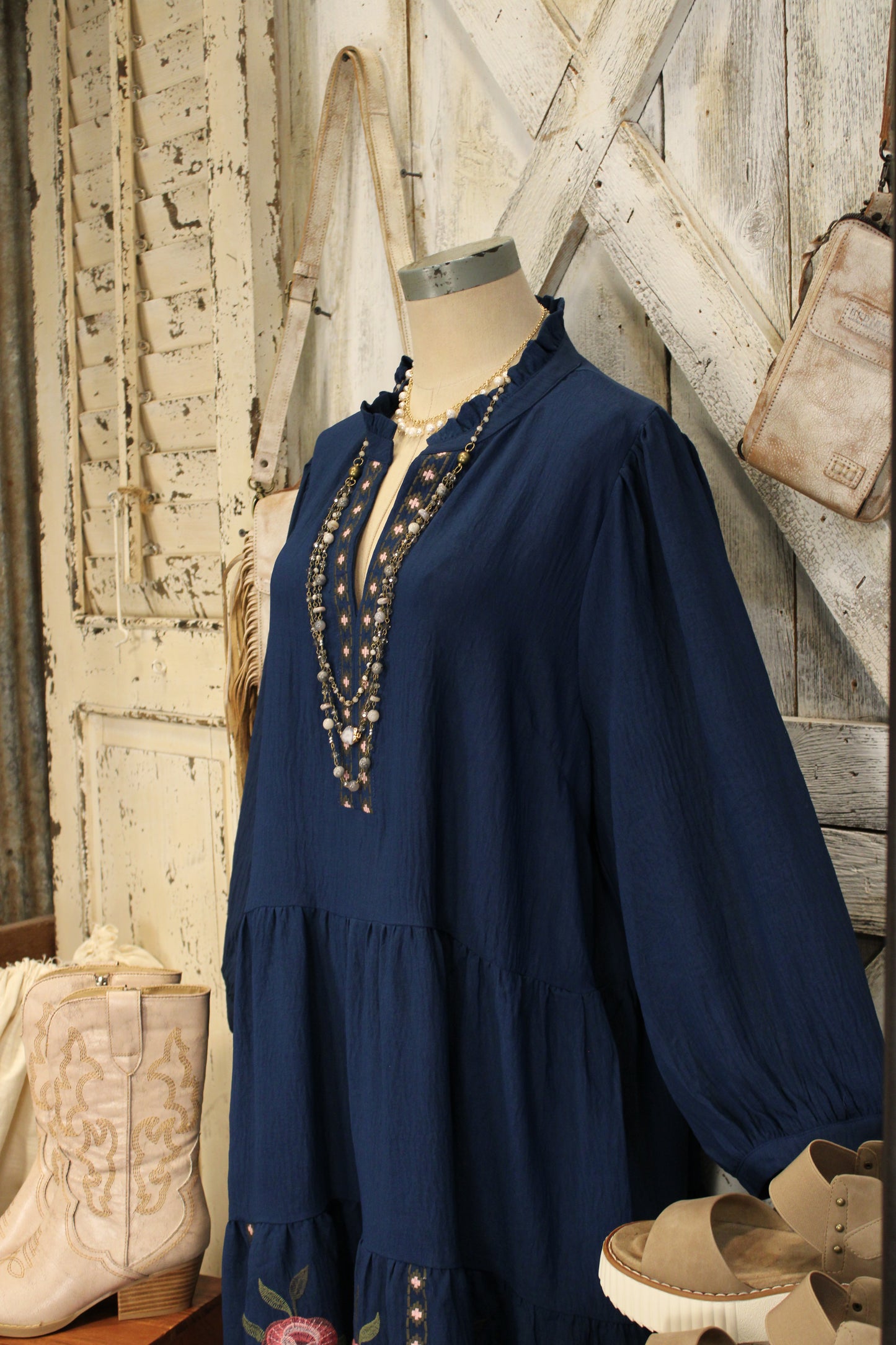 Petal Lane Indigo Tiered Dress
