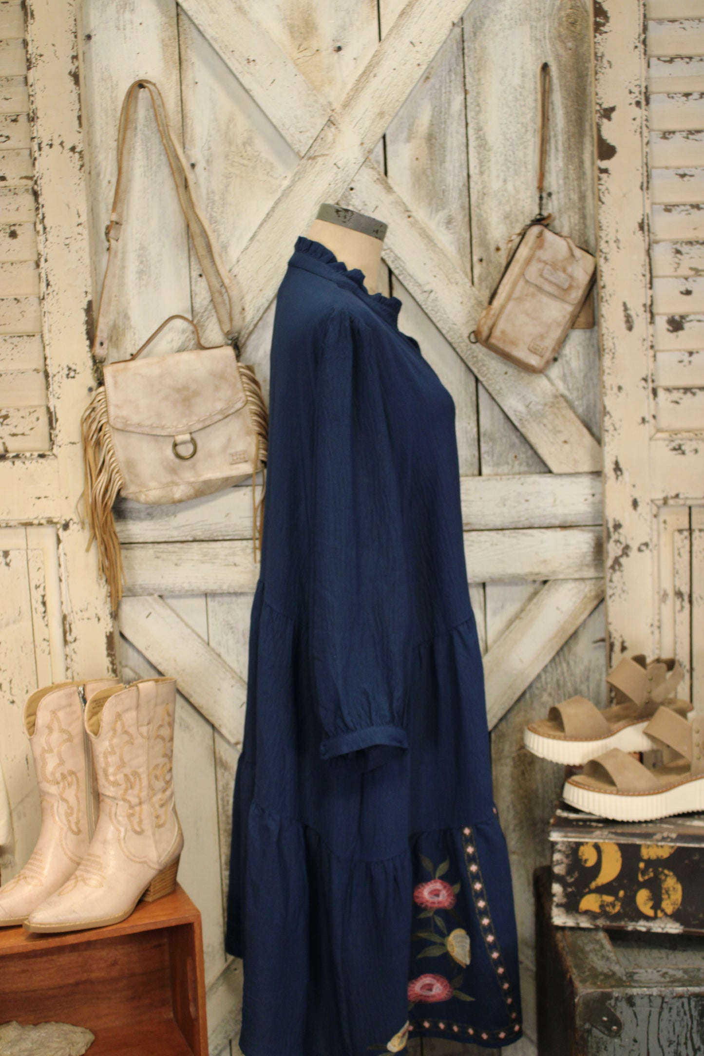 Petal Lane Indigo Tiered Dress